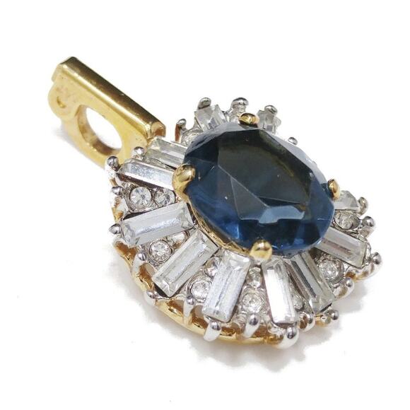 Blue & Clear Rhinestone Ring & Enhancer Pendant Set, Ring 8.25, Pendant 1 1/4 In - Picture 4 of 12